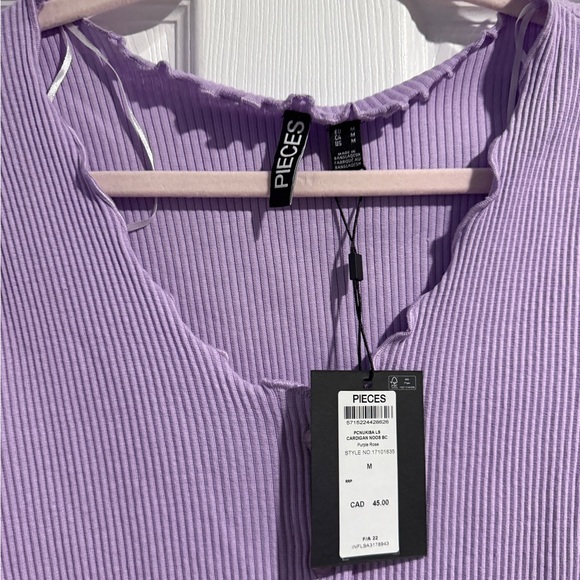 Pieces Lavender Ribbed Cardigan - Picture 2 of 2